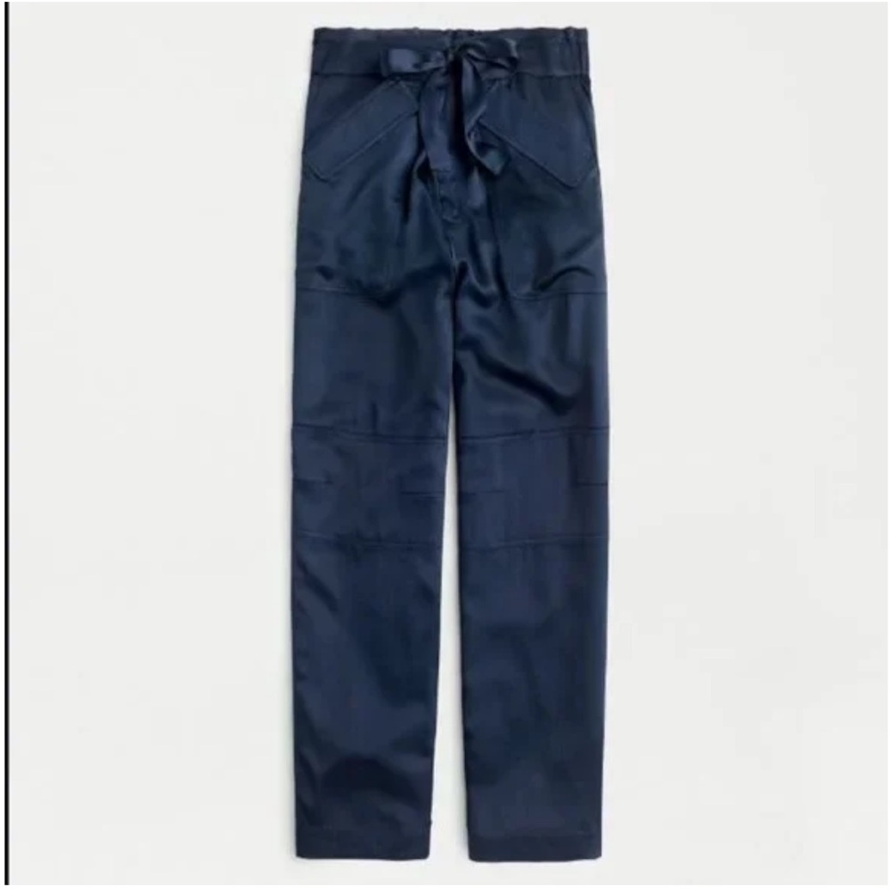 J. Crew Navy Satin Cargo Pants